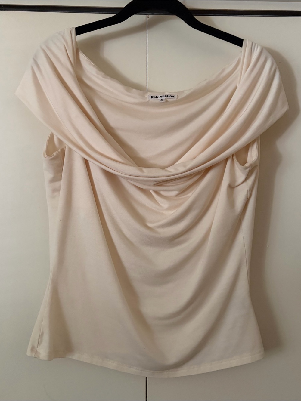 Reformation Crème Off The Shoulder Draped Top Size Medium